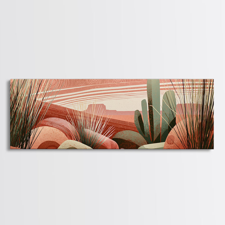 Tribal Blanket Abstract Without Sacred Copying Canvas Print, Southwestern Art, Antique Oil Painting, Southwestern Decor, Mesa, SOU-3x1-54