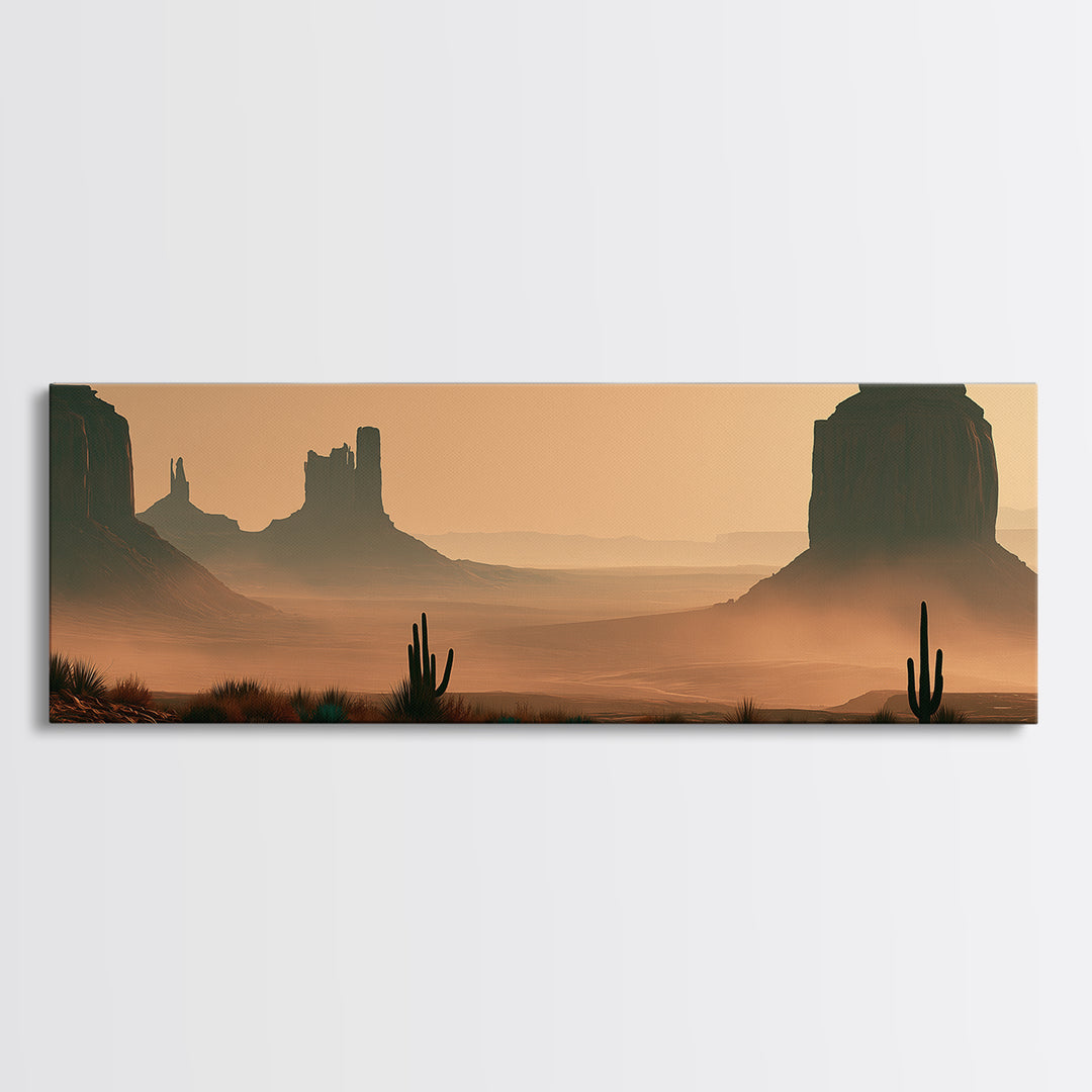 Monument Valley Silhouette Framed Canvas Print, Southwestern Art, Farmhouse Wall Art, Southwestern Decor, Fine Art, Mesa, SOU-3x1-74