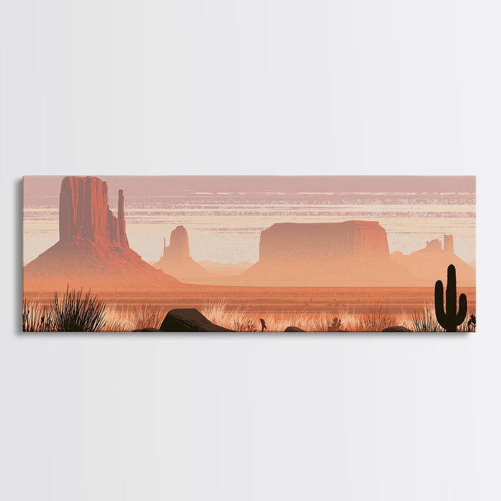 Monument Valley Silhouette Canvas Print, Southwestern Art, Western Art, Southwestern Decor, Oil Painting, Mesa, SOU-3x1-98