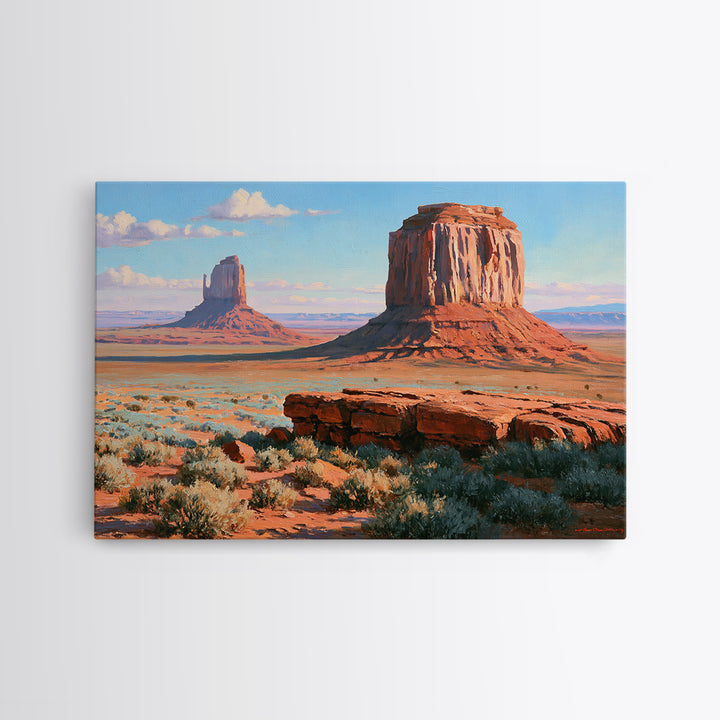 Desert Mesas in Terracotta and Turquoise Canvas Print, Southwestern Art, Modern Decor, Southwestern Decor, Fine Art, Mesa, SOU-3x2-53