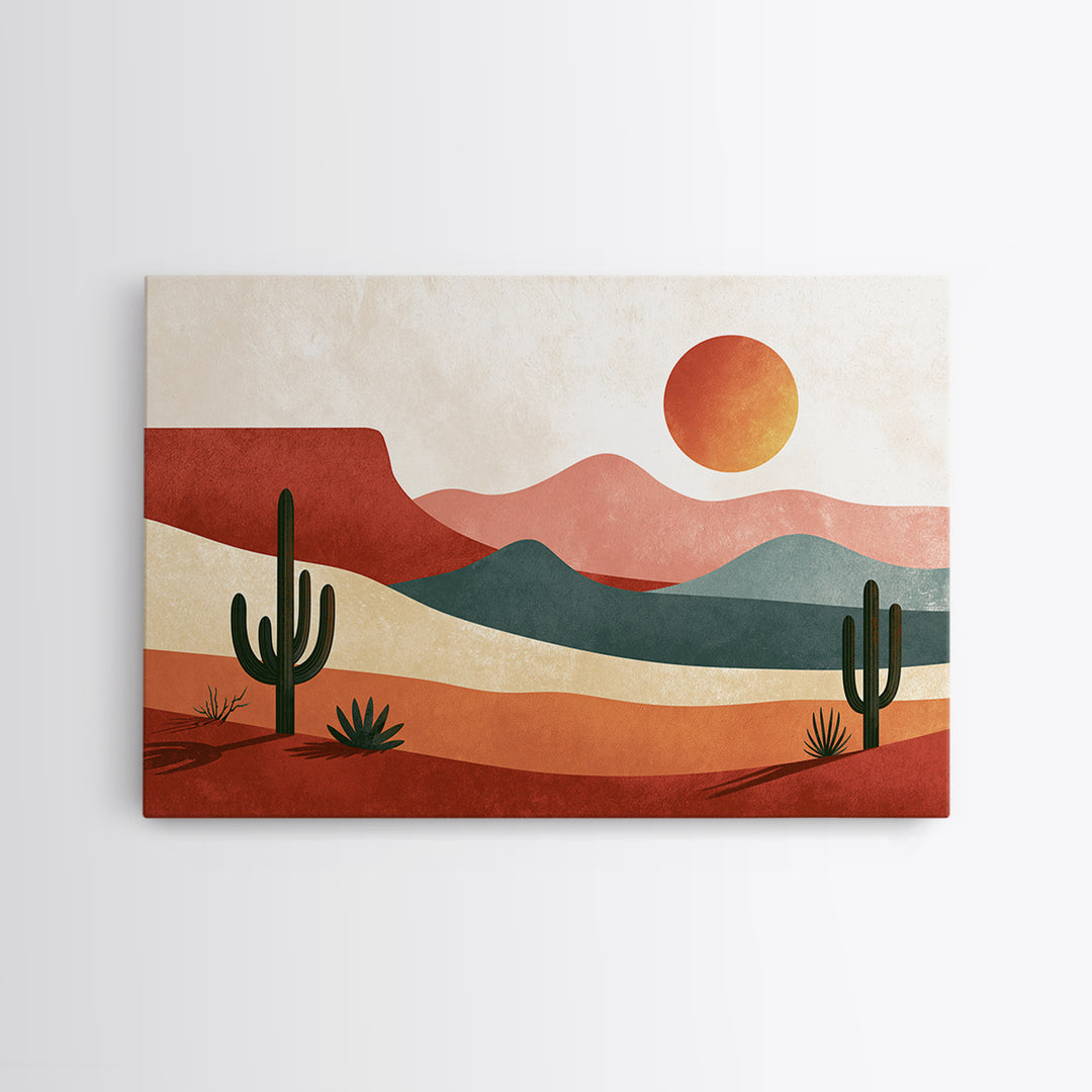 Abstract Canyon Layers Framed Canvas Print, Southwestern Art, Landscape Painting, Southwestern Decor, Watercolor Art, Mesa, SOU-3x2-70