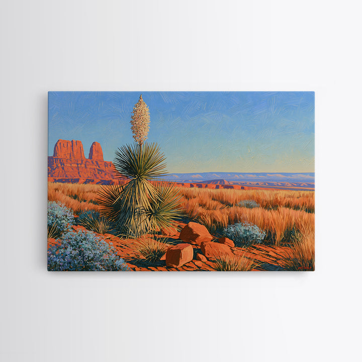 Yucca Blooms Against Clear Blue Sky Canvas Print, Southwestern Art, Contemporary Art, Southwestern Decor, Fine Art, Mesa, SOU-3x2-72