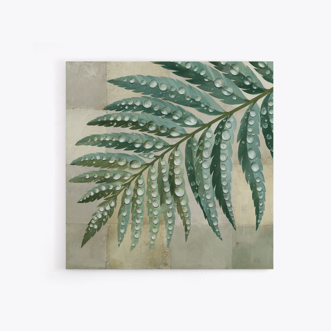 Fern Leaf Closeup Framed Canvas Print, Spa Art, Dog Wall Art, Spa Decor, Watercolor Art, Serenity, Dog Canvas, SPA-1x1-11