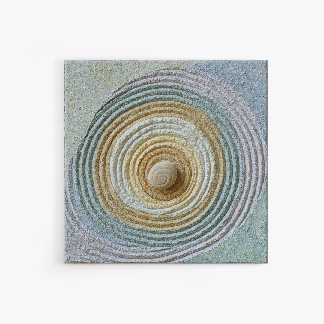 Sand Garden Lines Framed Canvas Print, Spa Art, Spa Decor, Oil Painting, Serenity, Minimalist Art, Feminine Wall Art, SPA-1x1-12
