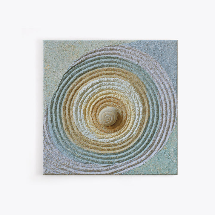 Sand Garden Lines Framed Canvas Print, Spa Art, Spa Decor, Oil Painting, Serenity, Minimalist Art, Feminine Wall Art, SPA-1x1-12