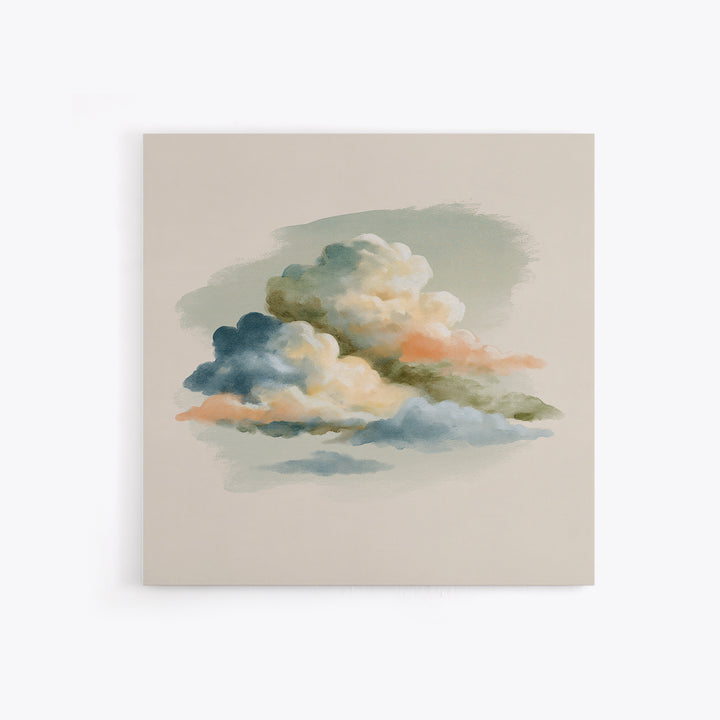 Soft Cloudscape in Cream and Sage Canvas Print, Spa Art, Wildlife Wall Art, Spa Decor, Watercolor Art, Serenity, SPA-1x1-13