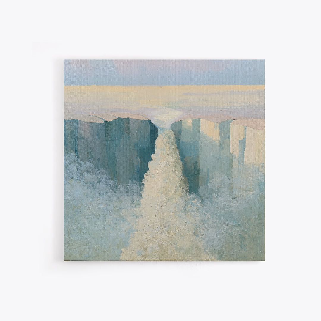 Serene Waterfall with Mist Canvas Print, Spa Art, Fashion Wall Art, Spa Decor, Fine Art, Serenity, Modern Decor, Fine Art Print, SPA-1x1-18