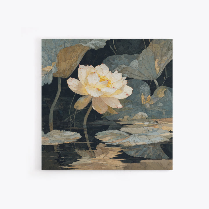 Minimal Face with Closed Eyes and Flowers Canvas Print, Spa Art, Minimalist Art, Spa Decor, Fine Art, Serenity, Tarot Card Art, SPA-1x1-19