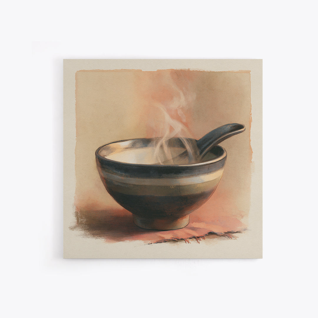 Tea Bowl and Steam Still Life Canvas Print, Spa Art, Dog Groomer Gifts, Spa Decor, Oil Painting, Serenity, Fine Art Print, SPA-1x1-22