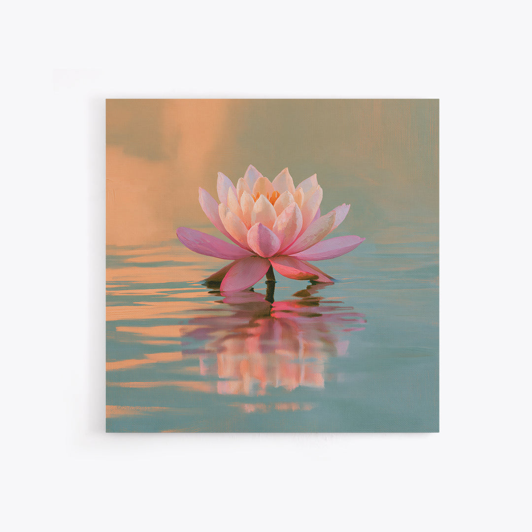 Lotus Flower Floating on Still Pond Framed Canvas Print, Spa Art, Black Woman Art, Spa Decor, Serenity, Modern Home Decor, SPA-1x1-28