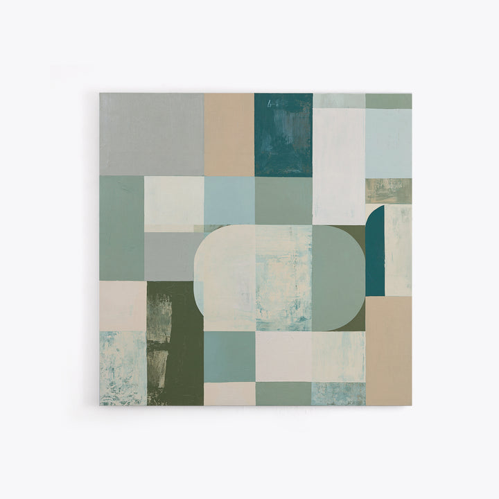 Sage and Ivory Geometric Calm Composition Canvas Print, Spa Art, Luxury Decor, Spa Decor, Abstract Art, Serenity, SPA-1x1-45