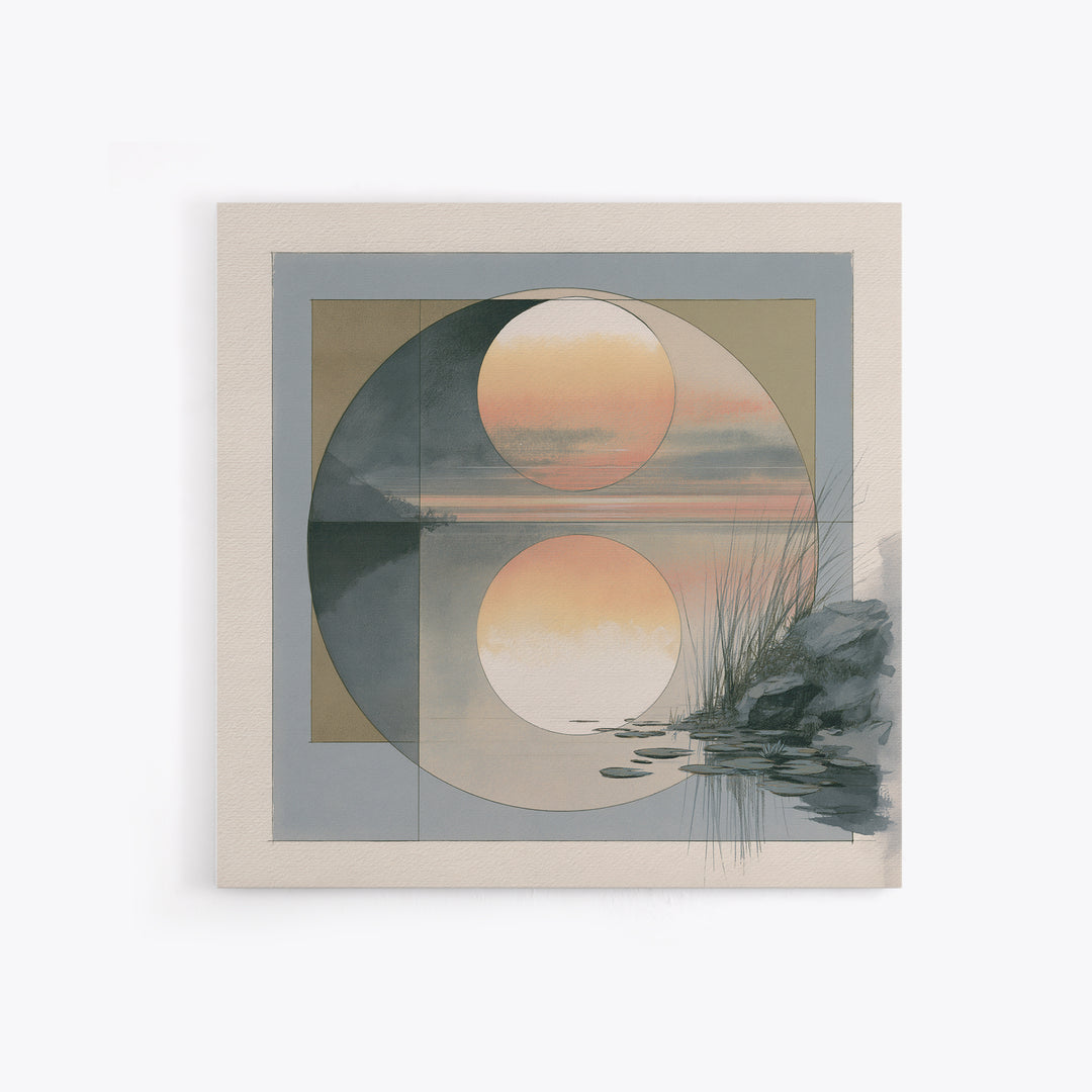 Moonlit Lake Reflection Framed Canvas Print, Spa Art, Feminine Wall Art, Spa Decor, Fine Art, Serenity, Hair Salon Wall Art, SPA-1x1-47