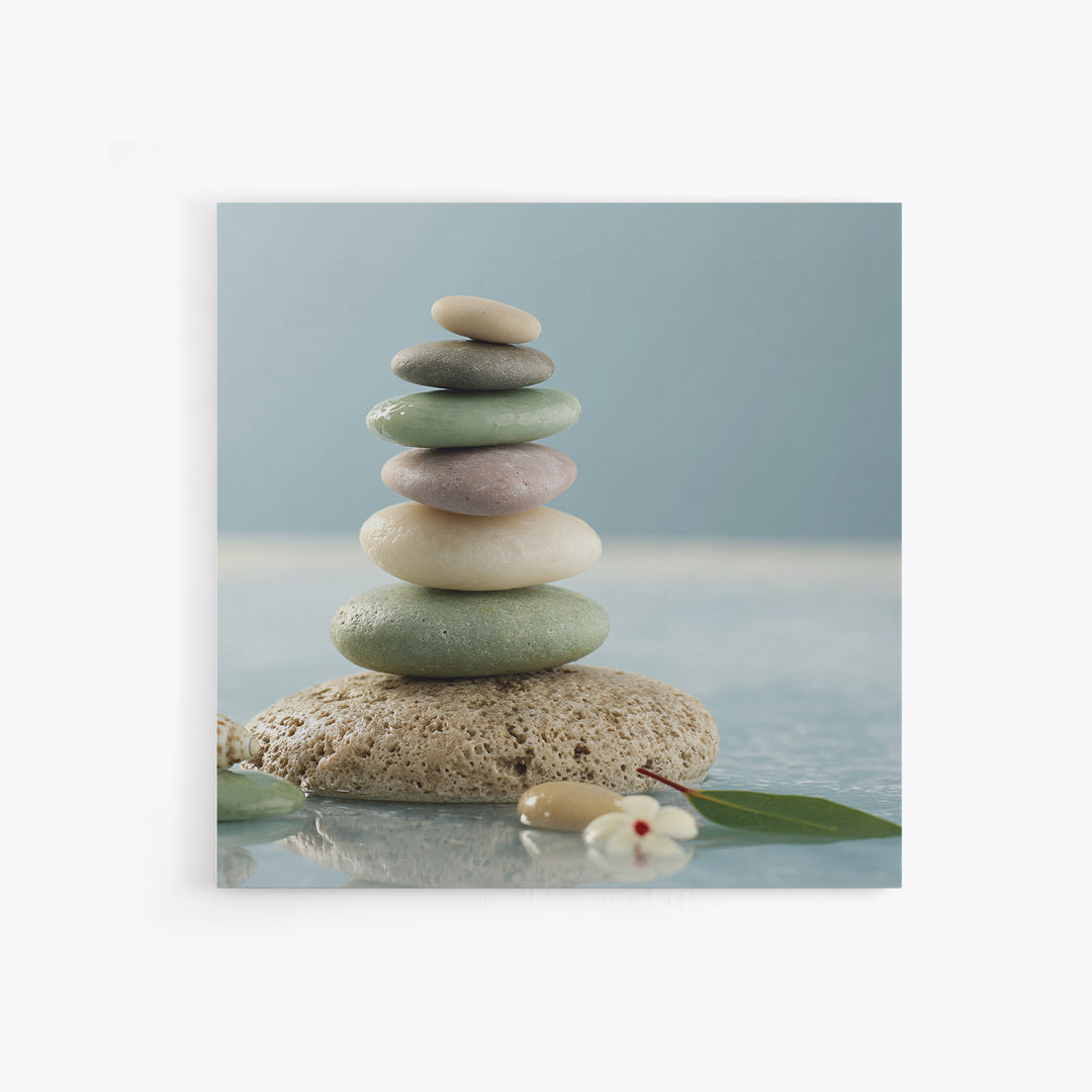Stacked Stones Beside Calm Water Canvas Print, Spa Art, Art Print, Spa Decor, Fine Art, Serenity, Botanical Art, Nature Prints, SPA-1x1-49