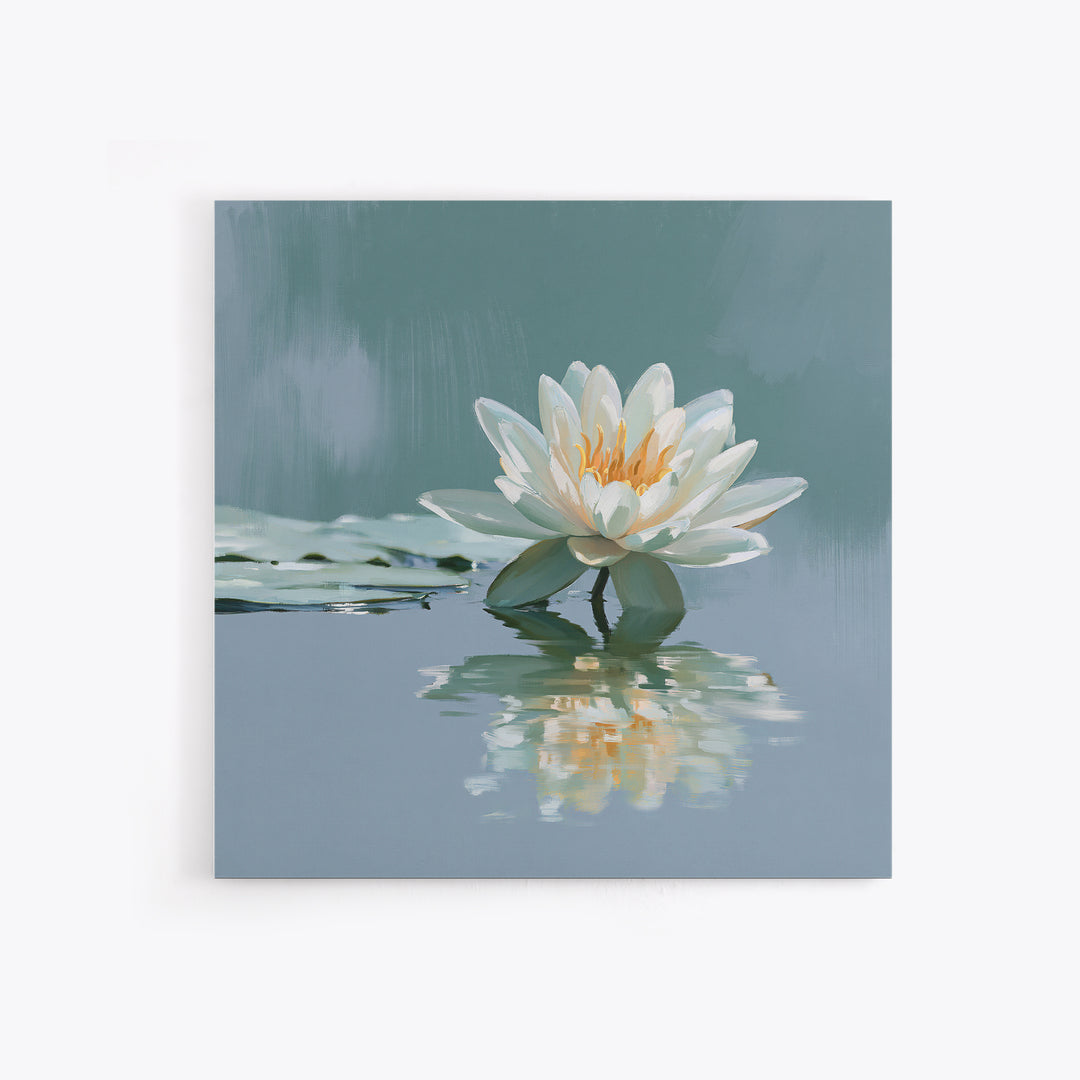 Lotus Flower Floating on Still Pond Framed Canvas Print, Spa Art, Animal Art, Spa Decor, Watercolor Art, Serenity, SPA-1x1-52
