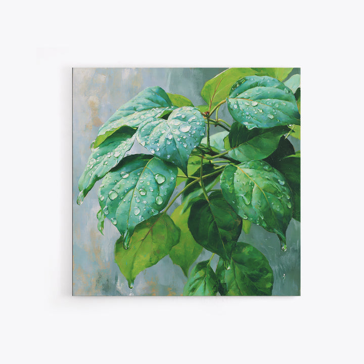 Rain on Leaves Framed Canvas Print, Spa Art, Animal Art, Spa Decor, Fine Art, Serenity, Gallery Decor, Neutral Decor, SPA-1x1-64
