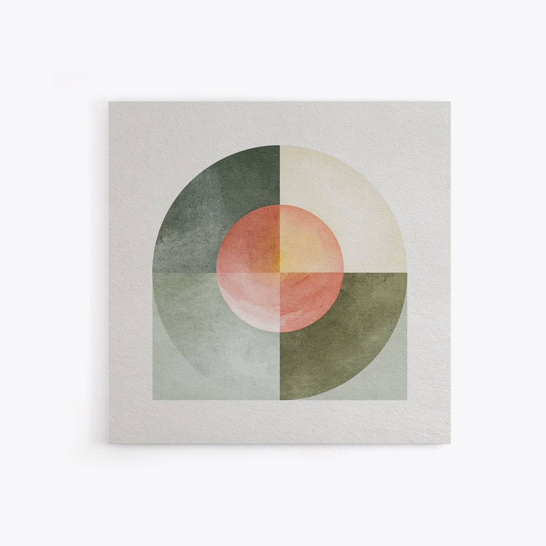 Sage and Ivory Geometric Calm Composition Canvas Print, Spa Art, Luxury Decor, Spa Decor, Abstract Art, Serenity, SPA-1x1-69
