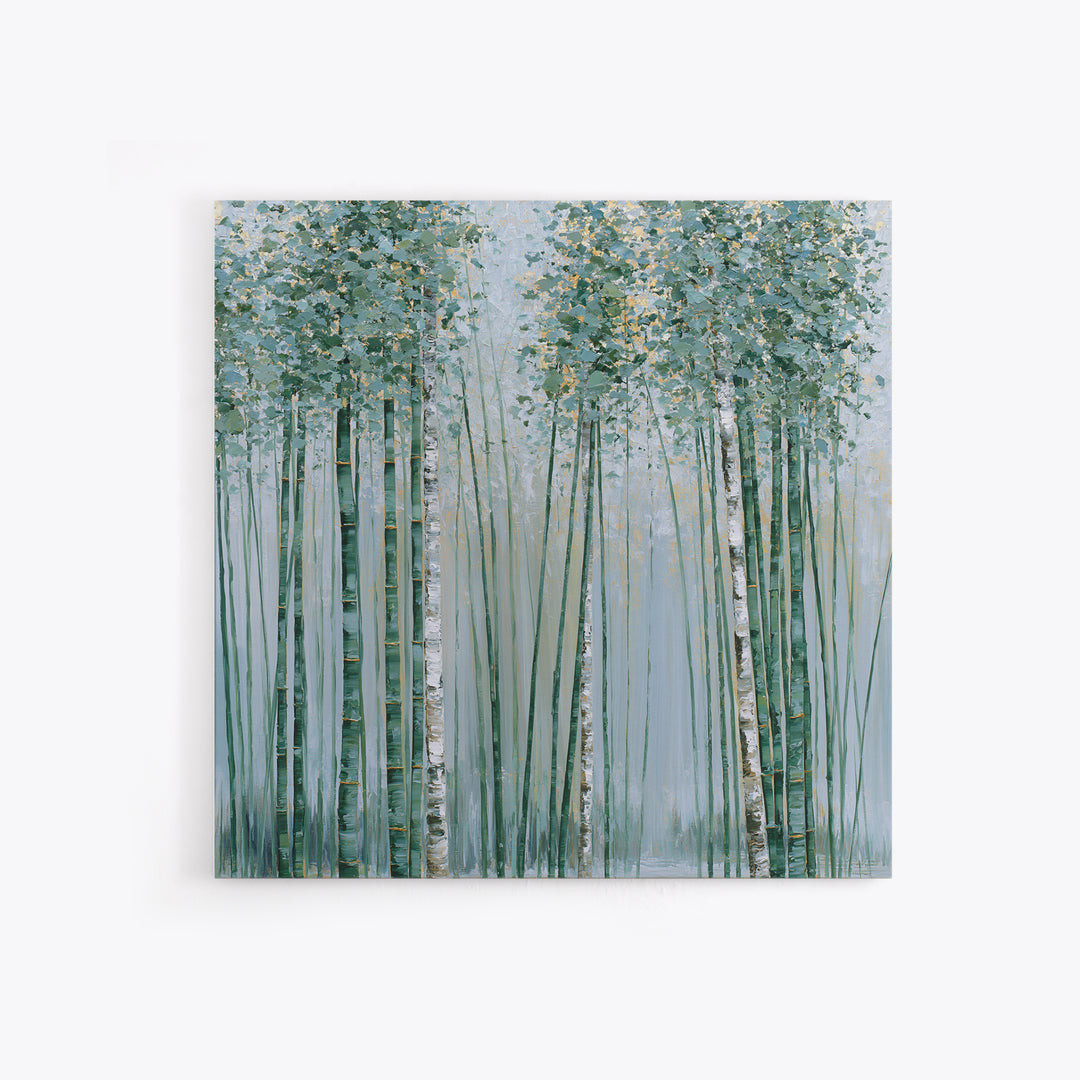 Misty Bamboo Forest Canvas Print, Spa Art, Art, Spa Decor, Serenity, Abstract Print, Minimalist Art, Feminine Wall Art, SPA-1x1-77