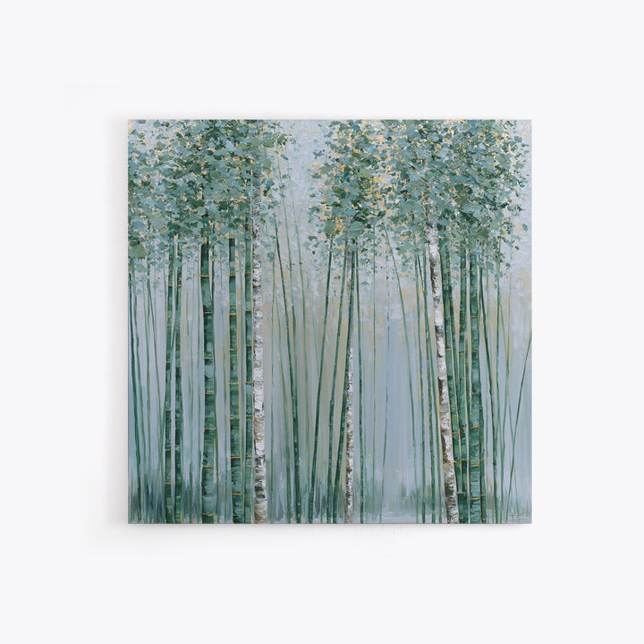 Misty Bamboo Forest Canvas Print, Spa Art, Art, Spa Decor, Serenity, Abstract Print, Minimalist Art, Feminine Wall Art, SPA-1x1-77