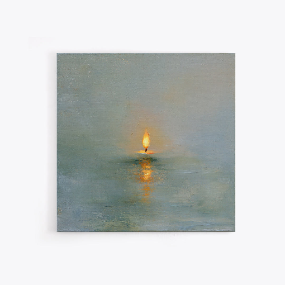 Warm Candle Flame Canvas Print, Spa Art, Wall Decor, Spa Decor, Fine Art, Serenity, Minimalist Art, Feminine Wall Art, SPA-1x1-81