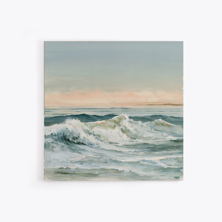 Coastal Horizon in Muted Spa Blues Canvas Print, Spa Art, Boho Decor, Spa Decor, Serenity, Printable Art, Wall Art Print, SPA-1x1-82