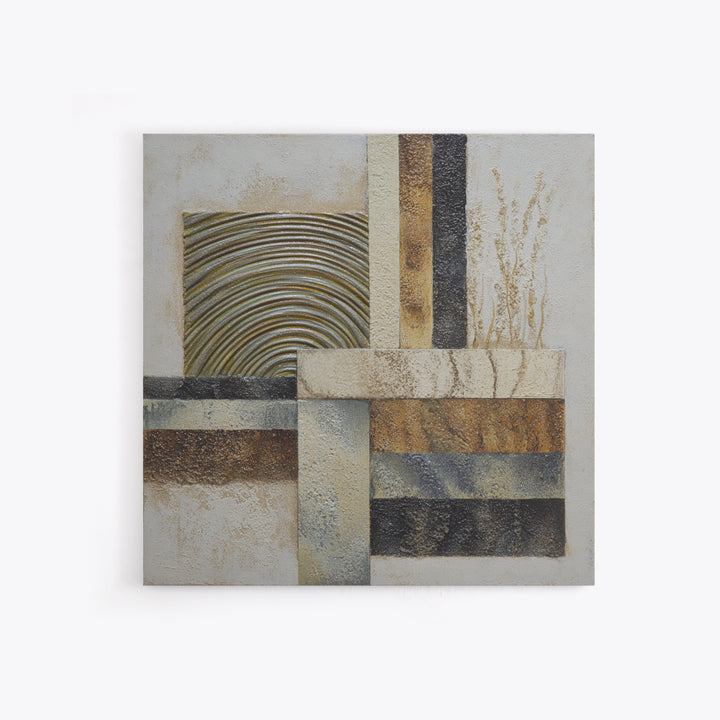 Sage and Ivory Geometric Calm Composition Framed Canvas Print, Spa Art, Wall Art, Spa Decor, Abstract Art, Serenity, SPA-1x1-93