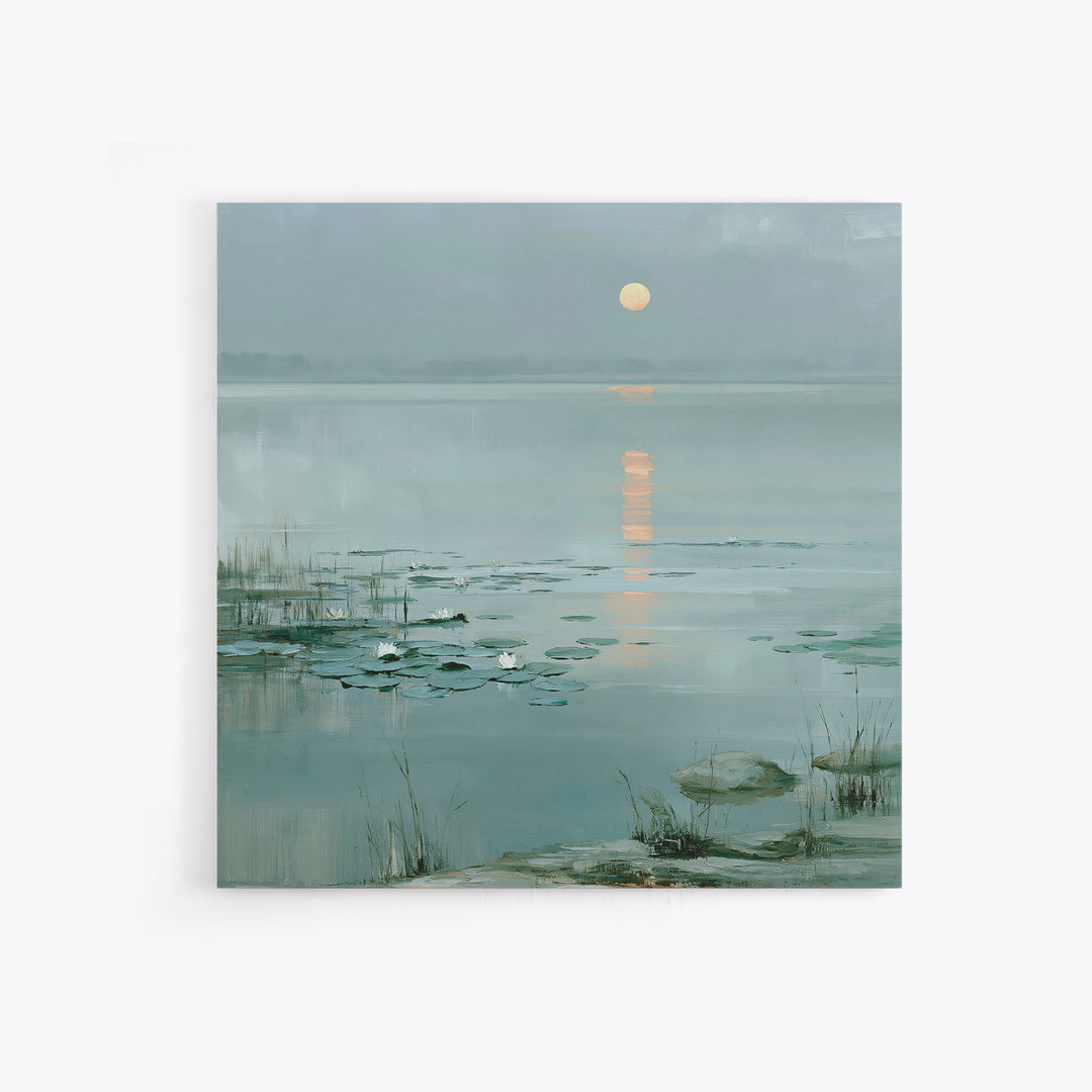 Moonlit Lake Reflection Canvas Print, Spa Art, Fine Art Print, Spa Decor, Fine Art, Serenity, Wall Decor, Printable Wall Art, SPA-1x1-95