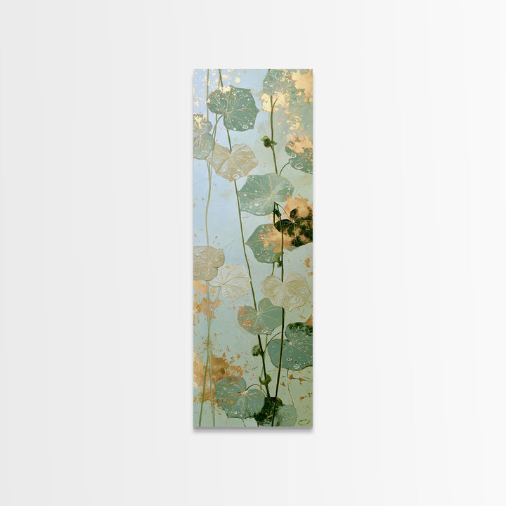 Rain on Leaves Canvas Print, Spa Art, Esthetician Decor, Spa Decor, Fine Art, Serenity, Room Decor, Textured Painting, SPA-1x3-100