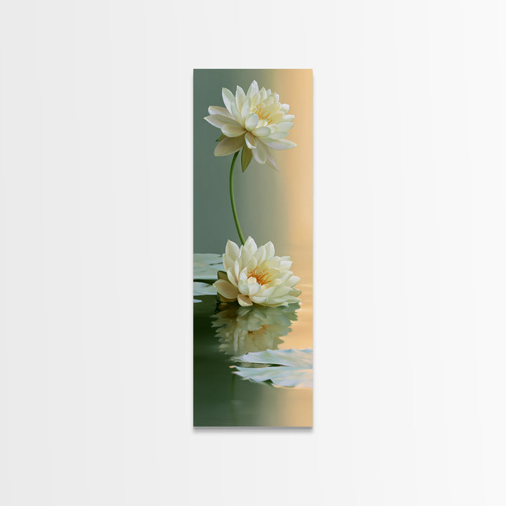 Lotus Flower Floating on Still Pond Canvas Print, Spa Art, Home Decor, Spa Decor, Serenity, Dog Wall Art, Abstract Print, SPA-1x3-16