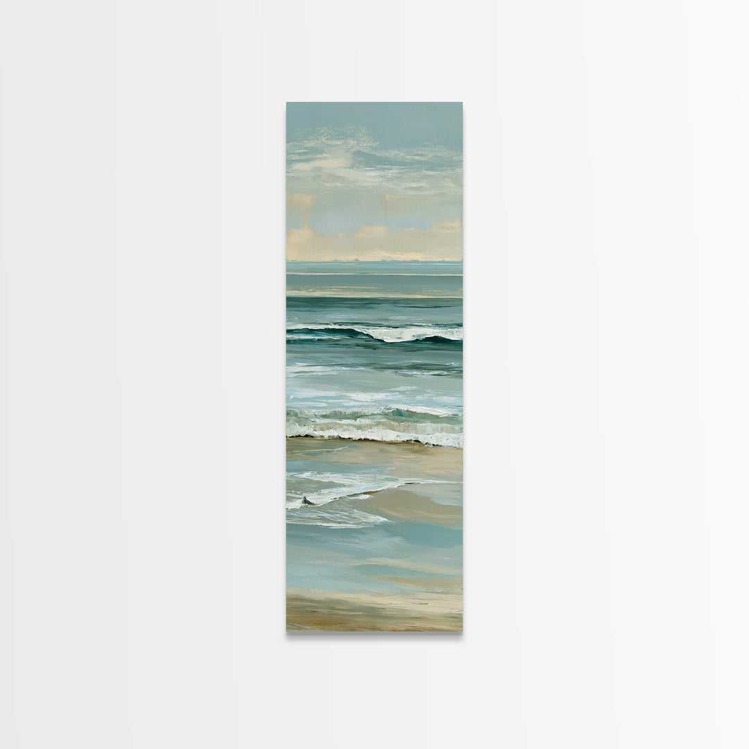 Coastal Horizon in Muted Spa Blues Canvas Print, Spa Art, Esthetician Decor, Spa Decor, Oil Painting, Serenity, Room Decor, SPA-1x3-22