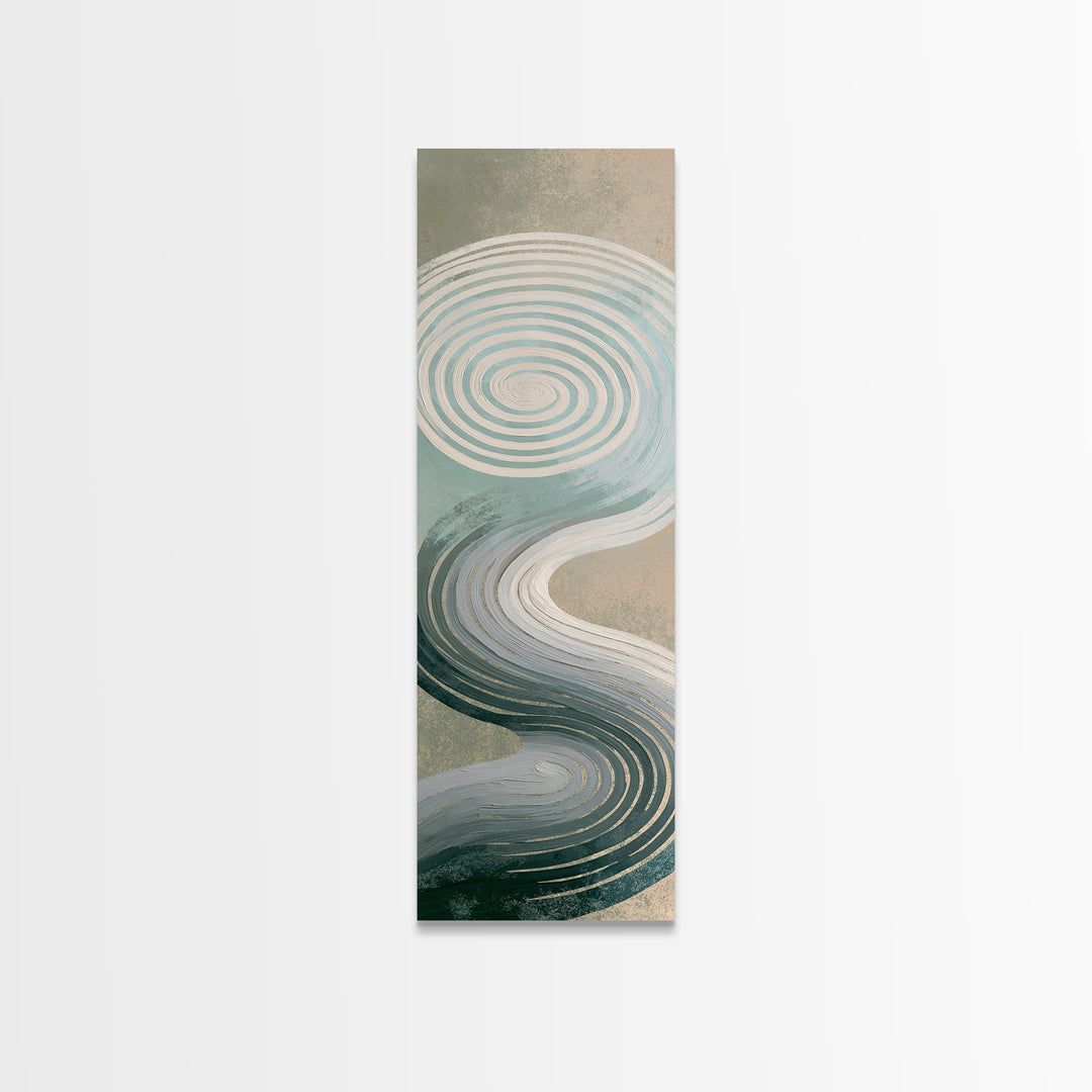 Sand Garden Lines Framed Canvas Print, Spa Art, Spa Decor, Oil Painting, Serenity, Minimalist Art, Feminine Wall Art, SPA-1x3-24