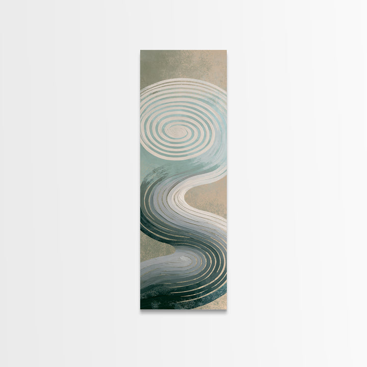 Sand Garden Lines Framed Canvas Print, Spa Art, Spa Decor, Oil Painting, Serenity, Minimalist Art, Feminine Wall Art, SPA-1x3-24