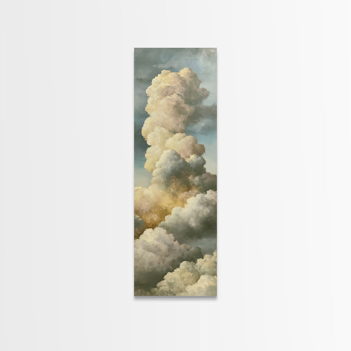 Soft Cloudscape in Cream and Sage Canvas Print, Spa Art, Travel Poster, Spa Decor, Fine Art, Serenity, Salon Decor, City Art, SPA-1x3-25