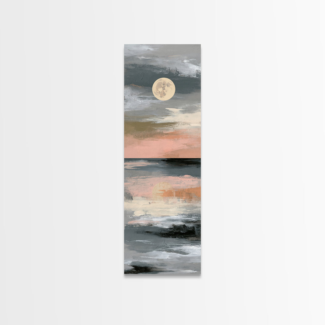 Moonlit Lake Reflection Canvas Print, Spa Art, Abstract, Spa Decor, Watercolor Art, Serenity, City Art, Spa Wall Art, SPA-1x3-35
