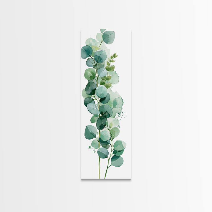 Eucalyptus Branch in Soft Green Watercolor Canvas Print, Spa Art, Fine Art Photography, Spa Decor, Oil Painting, Serenity, SPA-1x3-39