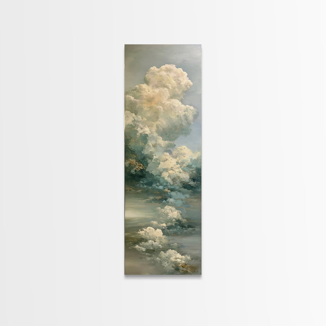 Soft Cloudscape in Cream and Sage Canvas Print, Spa Art, Modern Decor, Spa Decor, Fine Art, Serenity, Wall Decor, SPA-1x3-49