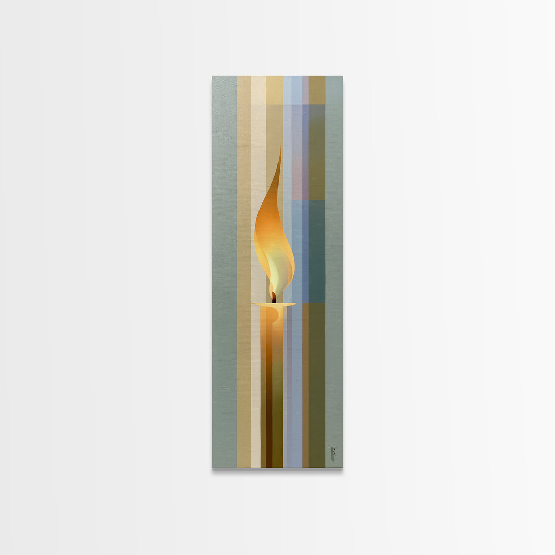 Warm Candle Flame Framed Canvas Print, Spa Art, Wall Art, Spa Decor, Oil Painting, Serenity, Dog Wall Art, Abstract Print, SPA-1x3-69