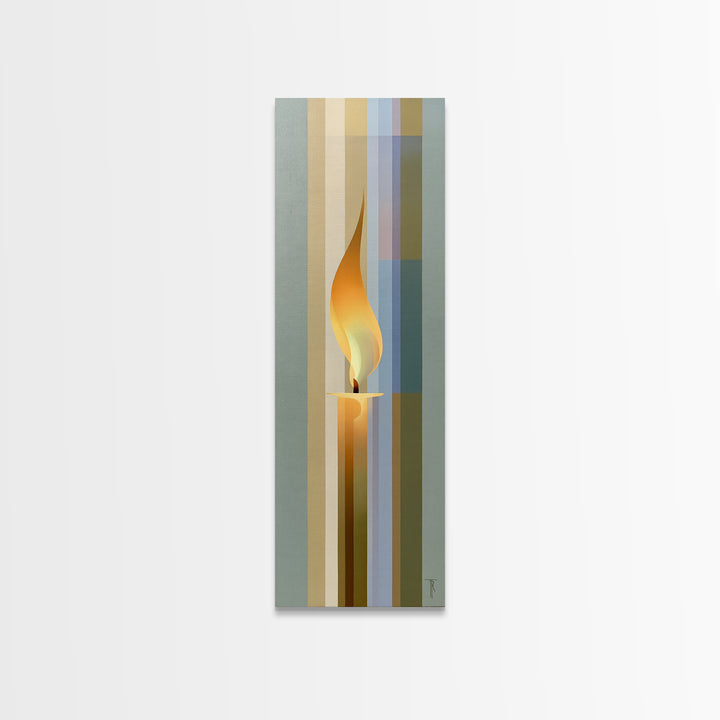Warm Candle Flame Framed Canvas Print, Spa Art, Wall Art, Spa Decor, Oil Painting, Serenity, Dog Wall Art, Abstract Print, SPA-1x3-69
