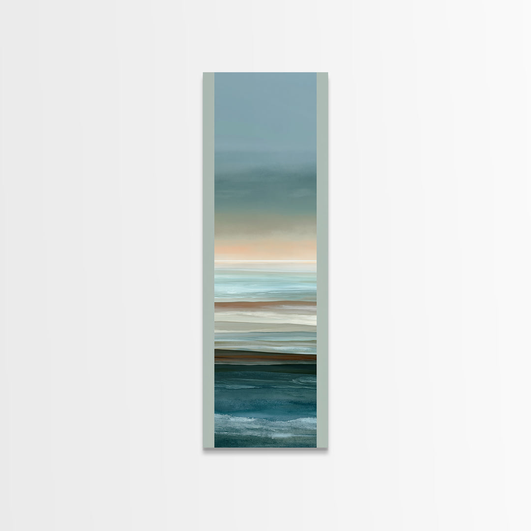 Coastal Horizon in Muted Spa Blues Framed Canvas Print, Spa Art, Modern Decor, Spa Decor, Fine Art, Serenity, Wall Decor, SPA-1x3-70