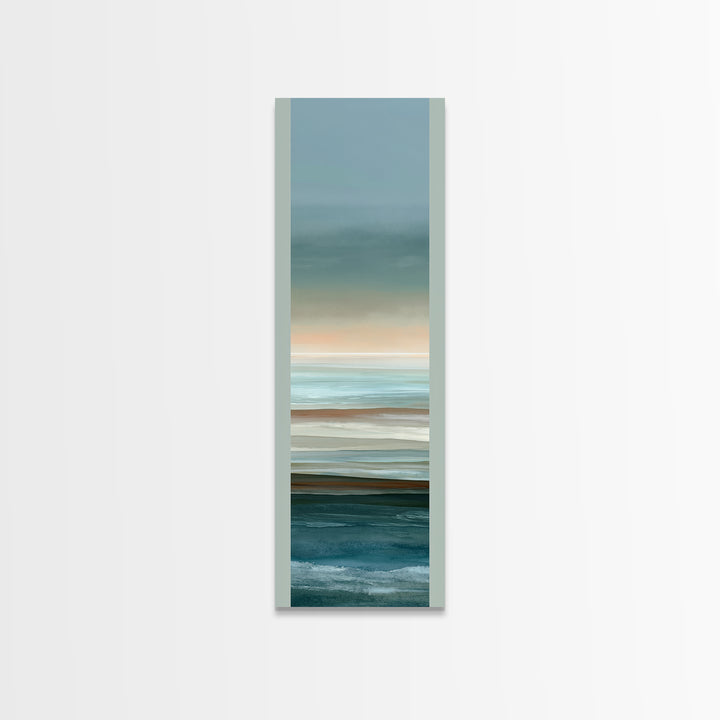 Coastal Horizon in Muted Spa Blues Framed Canvas Print, Spa Art, Modern Decor, Spa Decor, Fine Art, Serenity, Wall Decor, SPA-1x3-70