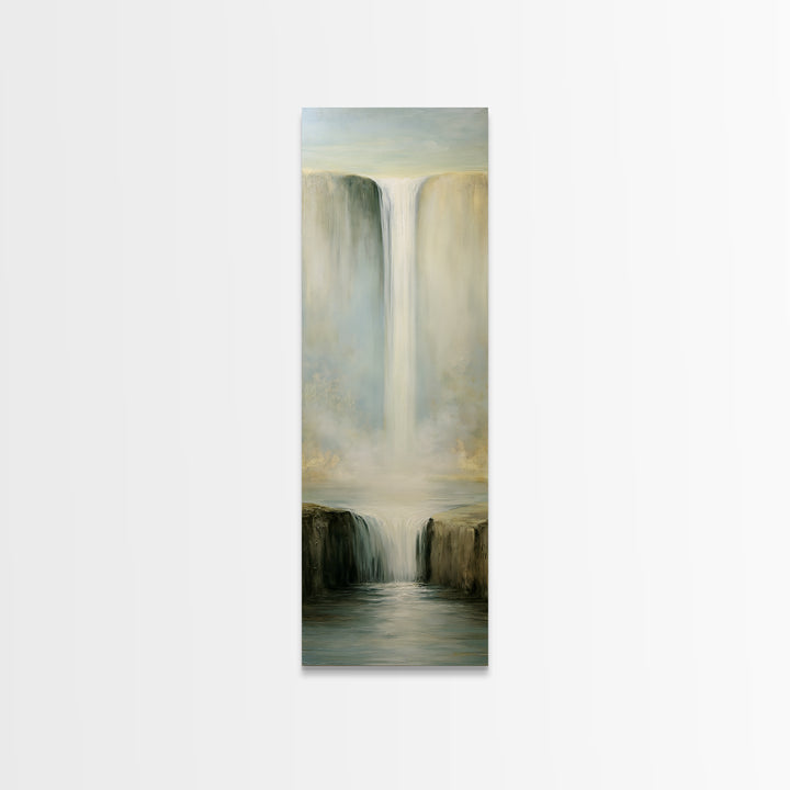Serene Waterfall with Mist Canvas Print, Spa Art, Statement Artwork, Spa Decor, Fine Art, Serenity, Printable Wall Art, SPA-1x3-78