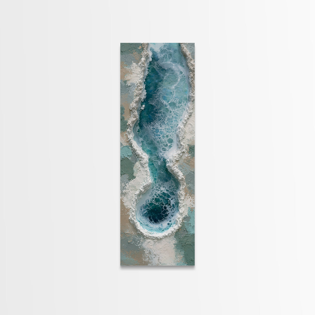 Blue Lagoon Water Seen from Above Framed Canvas Print, Spa Art, Salon Decor, Spa Decor, Fine Art, Serenity, Statement Artwork, SPA-1x3-80