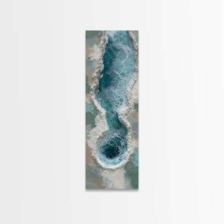 Blue Lagoon Water Seen from Above Framed Canvas Print, Spa Art, Salon Decor, Spa Decor, Fine Art, Serenity, Statement Artwork, SPA-1x3-80