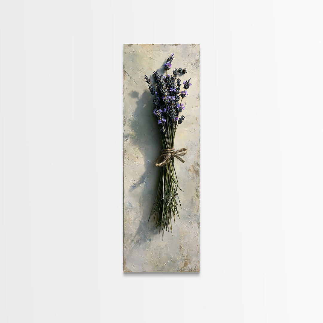 Lavender Bundle with Soft Shadow Framed Canvas Print, Spa Art, Boho Decor, Spa Decor, Oil Painting, Serenity, Printable Art, SPA-1x3-91