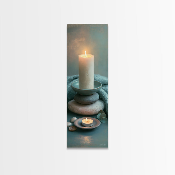 Warm Candle Flame Canvas Print, Spa Art, Wall Art Print, Spa Decor, Fine Art, Serenity, Animal Art, Modern Home Decor, SPA-1x3-93