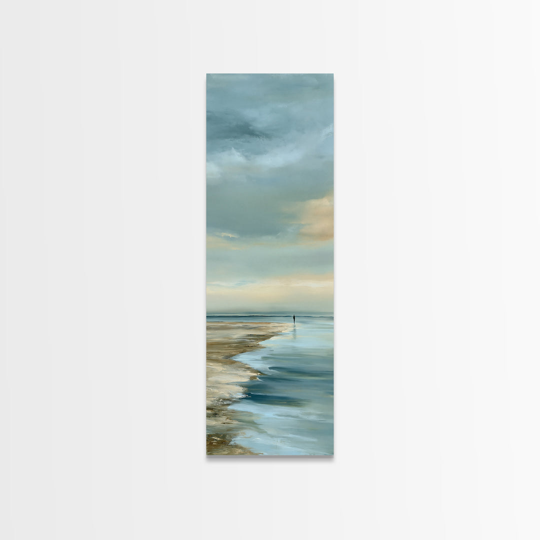 Coastal Horizon in Muted Spa Blues Canvas Print, Spa Art, Art Print, Spa Decor, Serenity, Botanical Art, Nature Prints, SPA-1x3-94