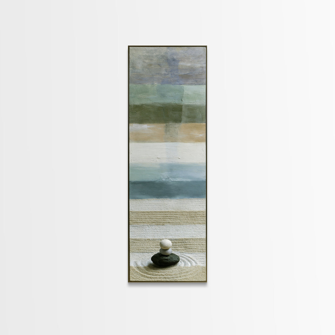 Sand Garden Lines Framed Canvas Print, Spa Art, Dog Canvas, Spa Decor, Fine Art, Serenity, Art Print, Room Decor, SPA-1x3-96