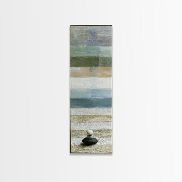 Sand Garden Lines Framed Canvas Print, Spa Art, Dog Canvas, Spa Decor, Fine Art, Serenity, Art Print, Room Decor, SPA-1x3-96