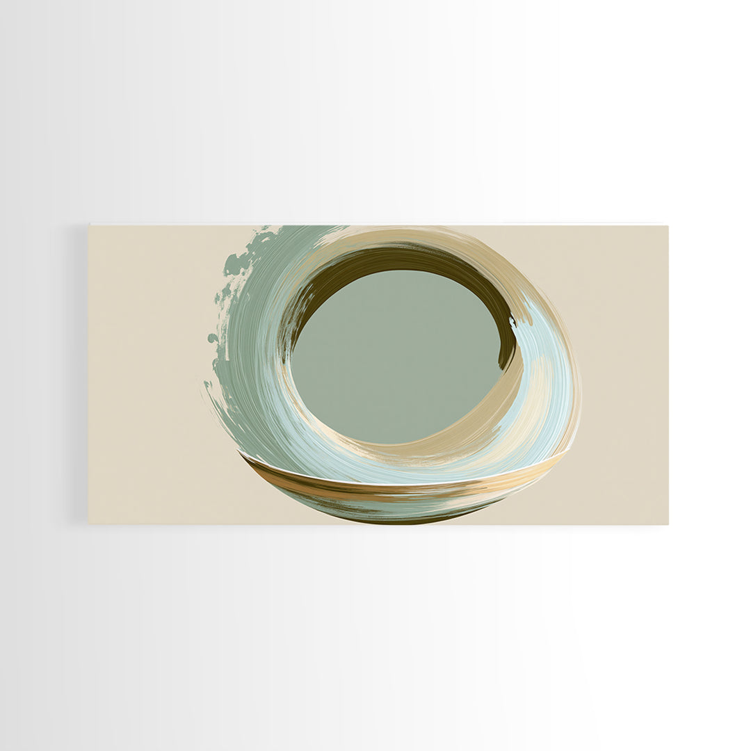 Minimal Zen Circle Brushstroke Framed Canvas Print, Spa Art, Salon Decor, Spa Decor, Fine Art, Serenity, Statement Artwork, SPA-2x1-100