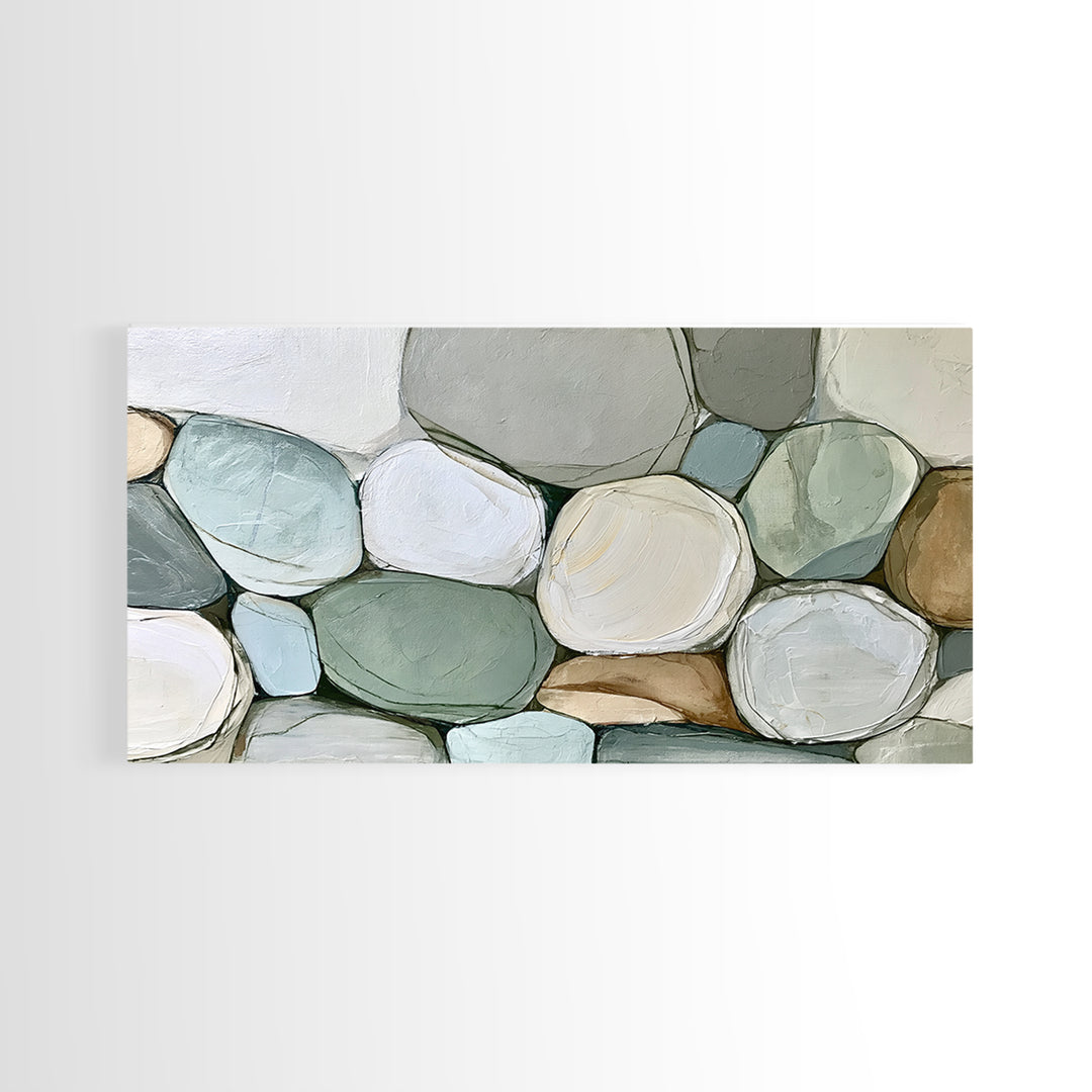 Pebble Texture Abstract Framed Canvas Print, Spa Art, Fashion Wall Art, Spa Decor, Abstract Art, Serenity, Modern Decor, SPA-2x1-11