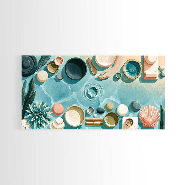 Blue Lagoon Water Seen from Above Framed Canvas Print, Spa Art, Fine Art Print, Spa Decor, Fine Art, Serenity, Wall Decor, SPA-2x1-16